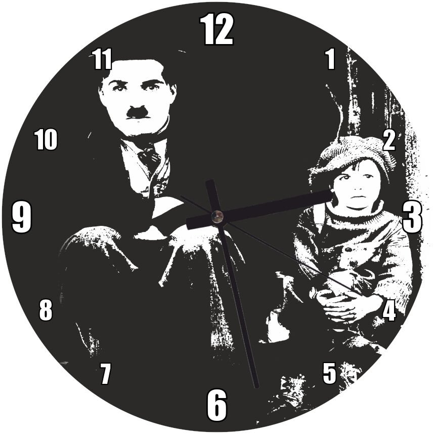 Charlie Chaplin Çocuk  Mdf Ahşap Duvar Saati 30 cm Çap