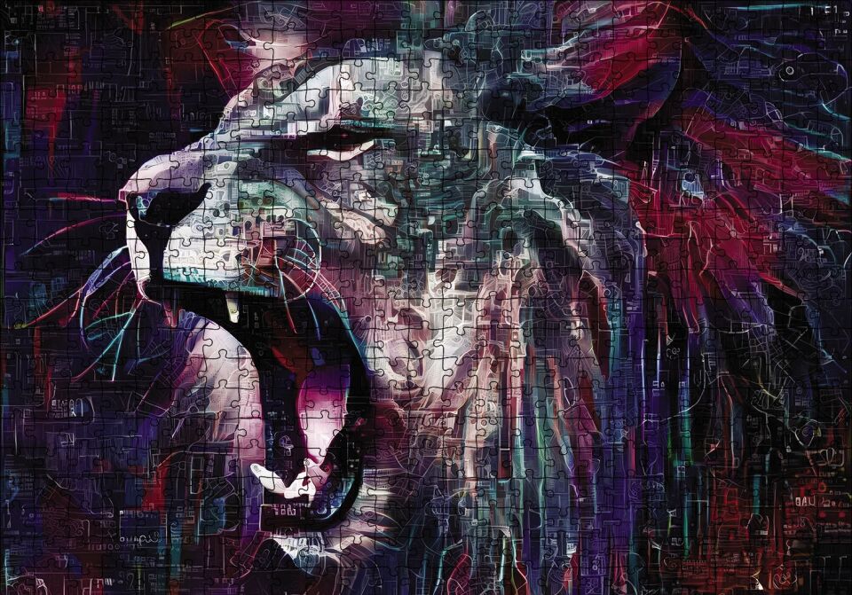 Kükreyen Aslan Puzzle Yapboz MDF Ahşap 500 Parça 49 cm X 68 cm