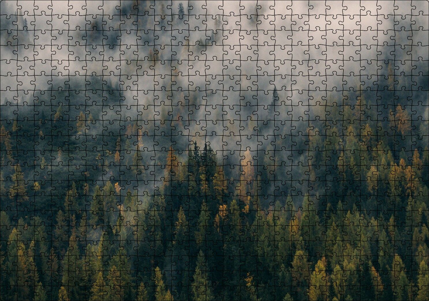 Sık Ormanı Yutan Sis Puzzle Yapboz MDF Ahşap 500 Parça 49 cm X 68 cm
