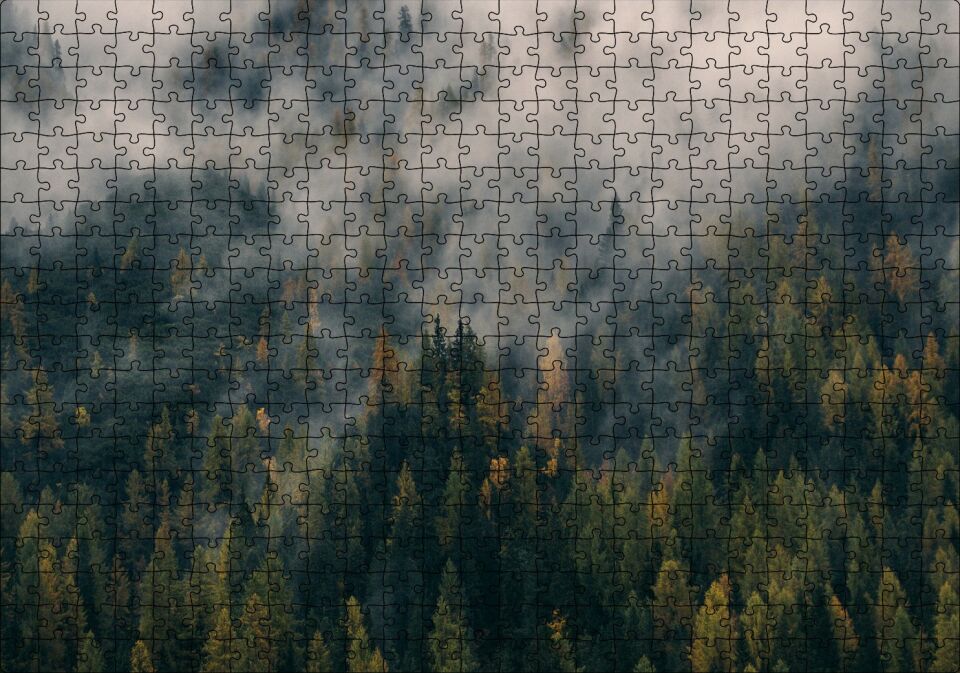 Sık Ormanı Yutan Sis Puzzle Yapboz MDF Ahşap 500 Parça 49 cm X 68 cm