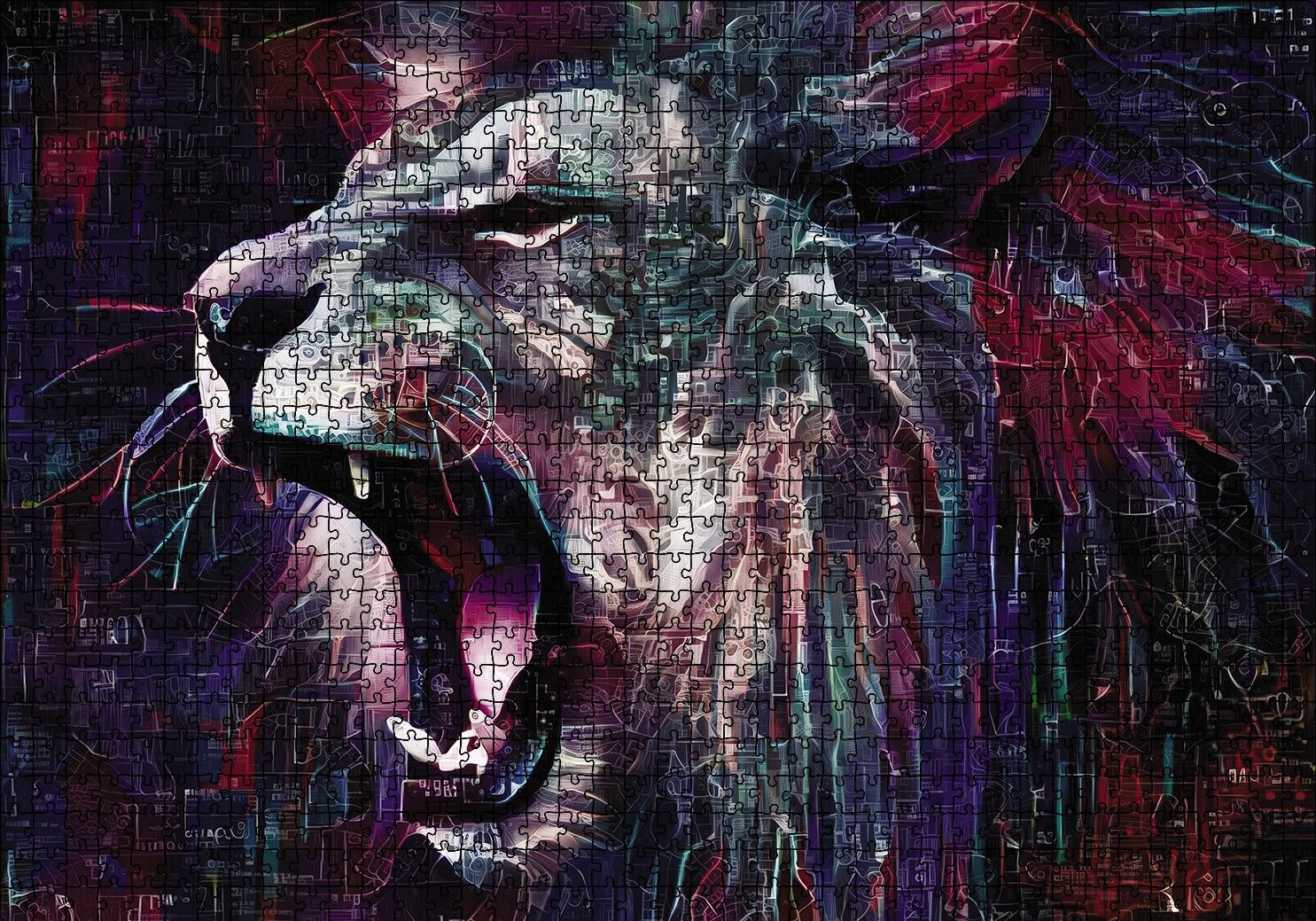 Kükreyen Aslan Puzzle Yapboz MDF Ahşap 1000 Parça 49 cm X 68 cm