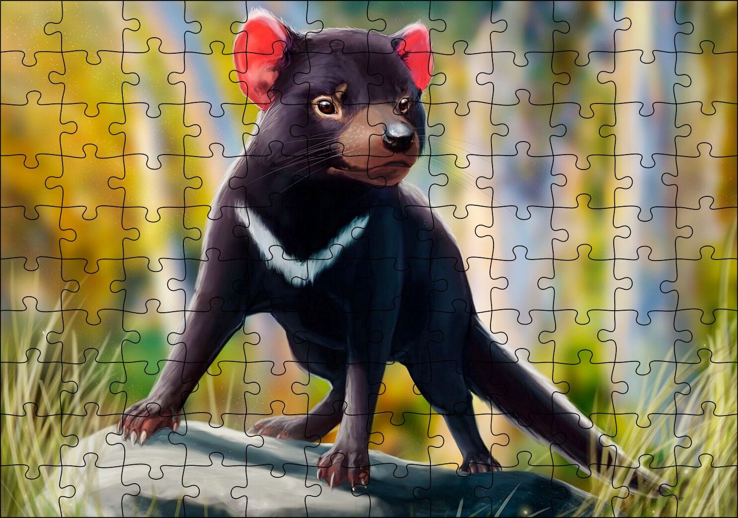 Tazmanya Canavarı Dijital Çizim Puzzle Yapboz MDF Ahşap
