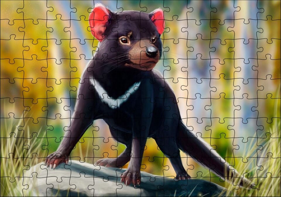Tazmanya Canavarı Dijital Çizim Puzzle Yapboz MDF Ahşap