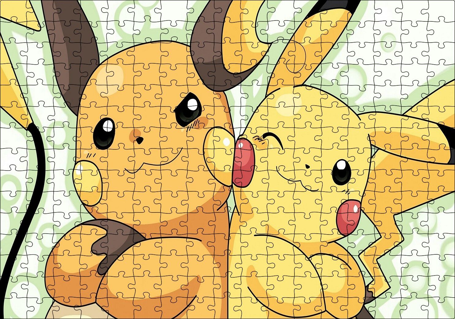Pokemon Pikachu Ve Raichu Görseli Puzzle Yapboz MDF Ahşap 255 Parça 34 cm X 49 cm