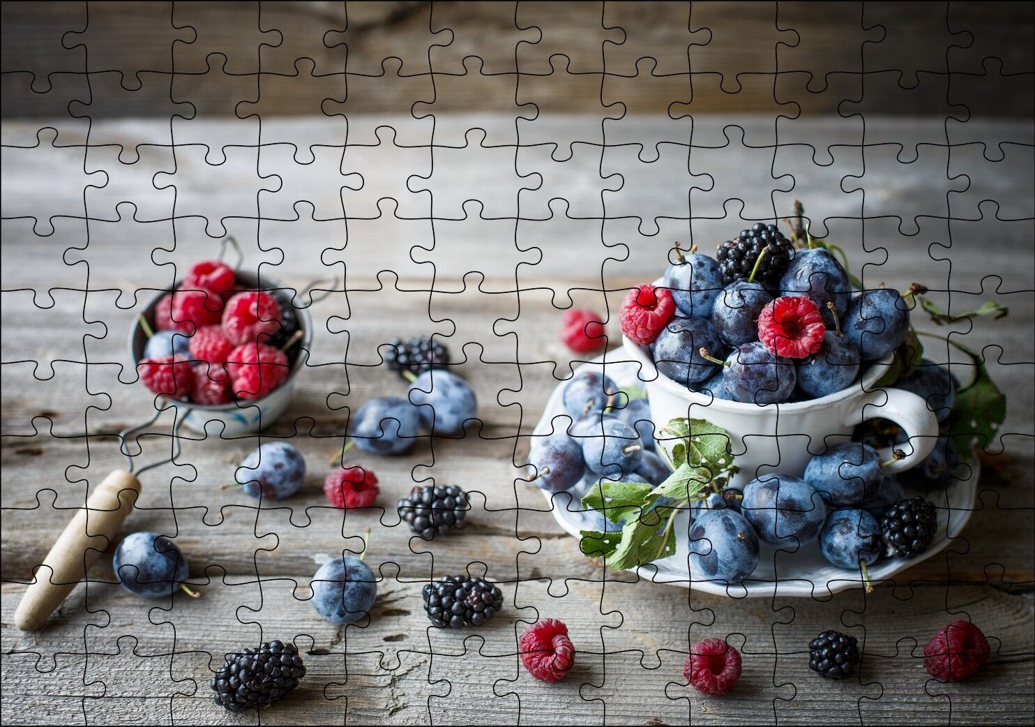 Fincanda Yabanmersini Ahududu ve Böğürtlenler Puzzle Yapboz MDF Ahşap