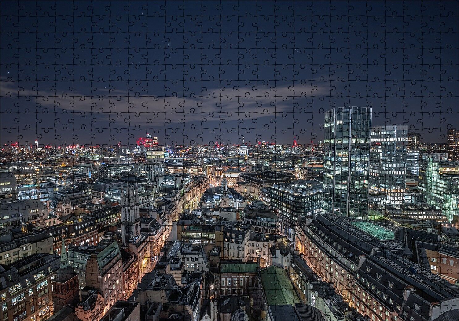 Gece Şehir Manzarası Puzzle Yapboz MDF Ahşap 500 Parça 49 cm X 68 cm
