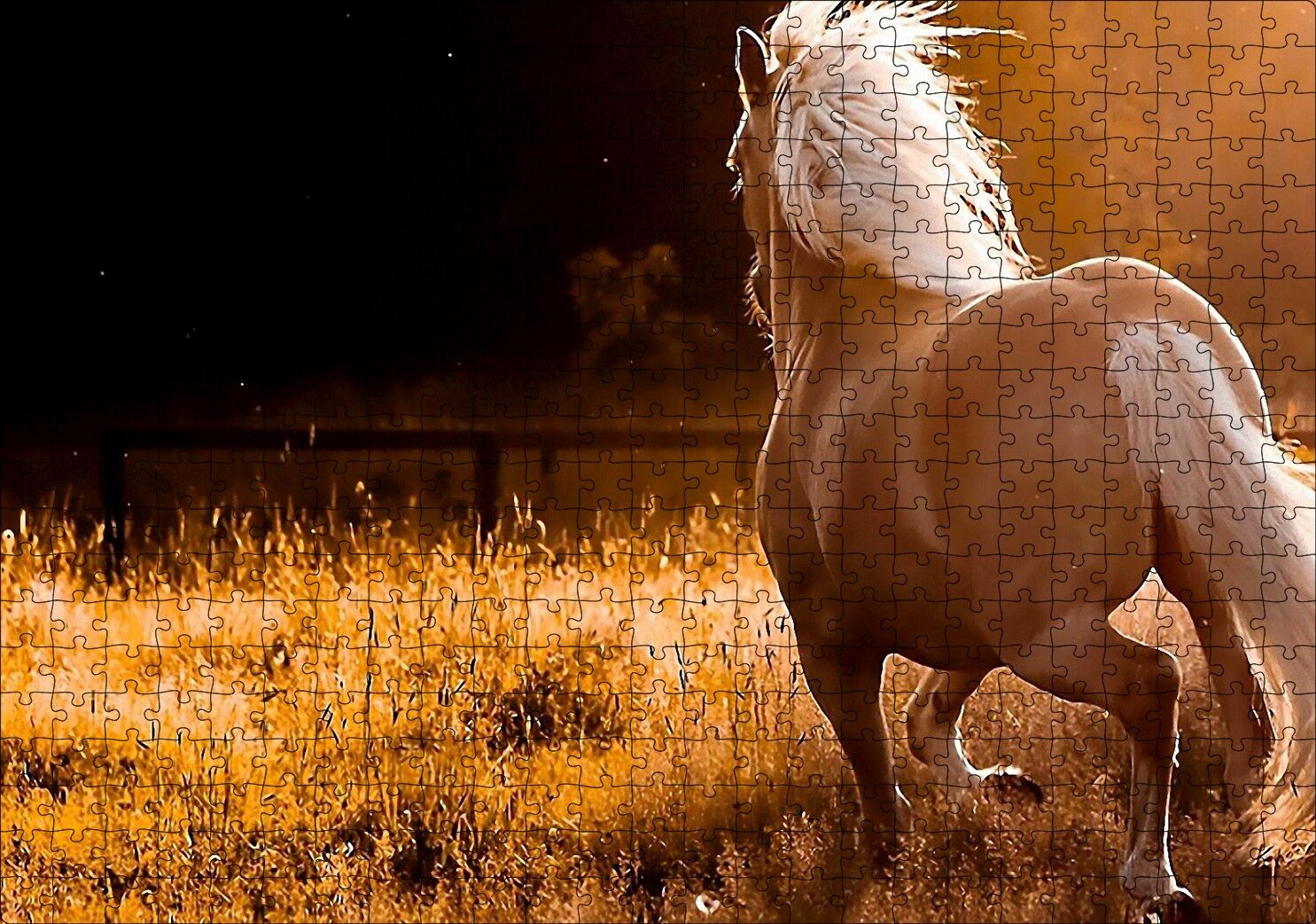 Otlar Koşan Kahve Rengi At Puzzle Yapboz MDF Ahşap 500 Parça 49 cm X 68 cm