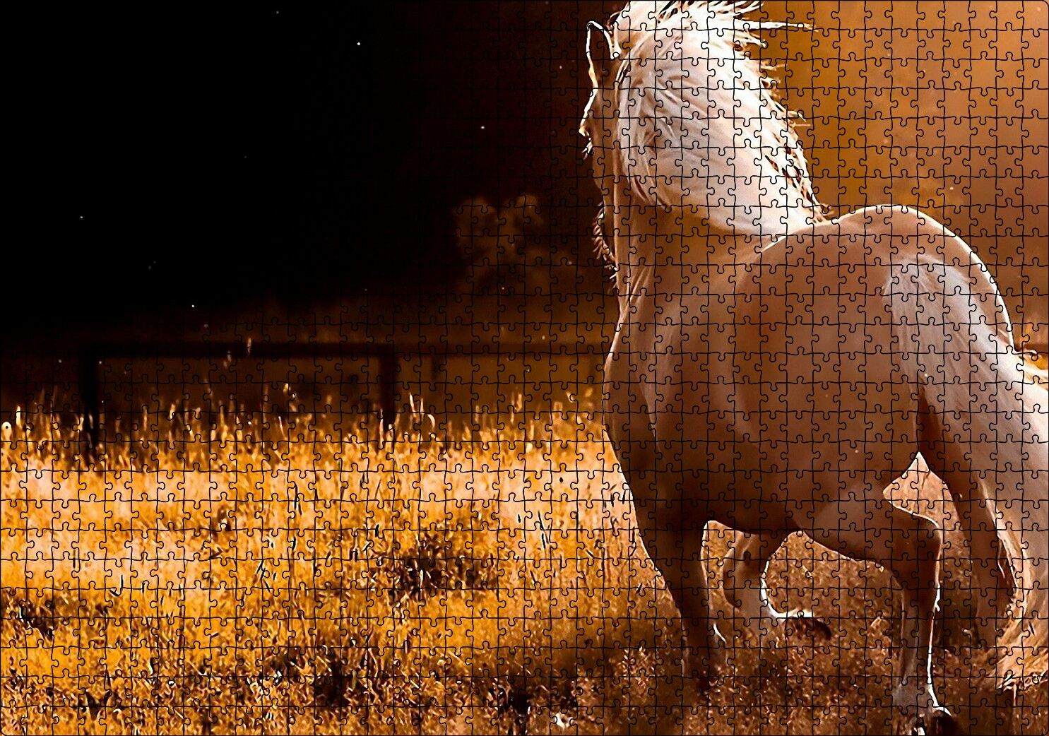 Otlar Koşan Kahve Rengi At Puzzle Yapboz MDF Ahşap 1000 Parça 49 cm X 68 cm