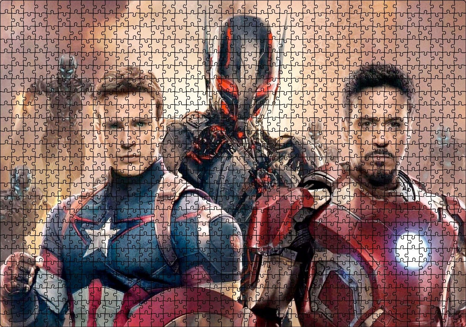 Yenilmezler Ultron Çağı Iron Man ve Kaptan Amerika Puzzle Yapboz MDF Ahşap 1000 Parça 49 cm X 68 cm