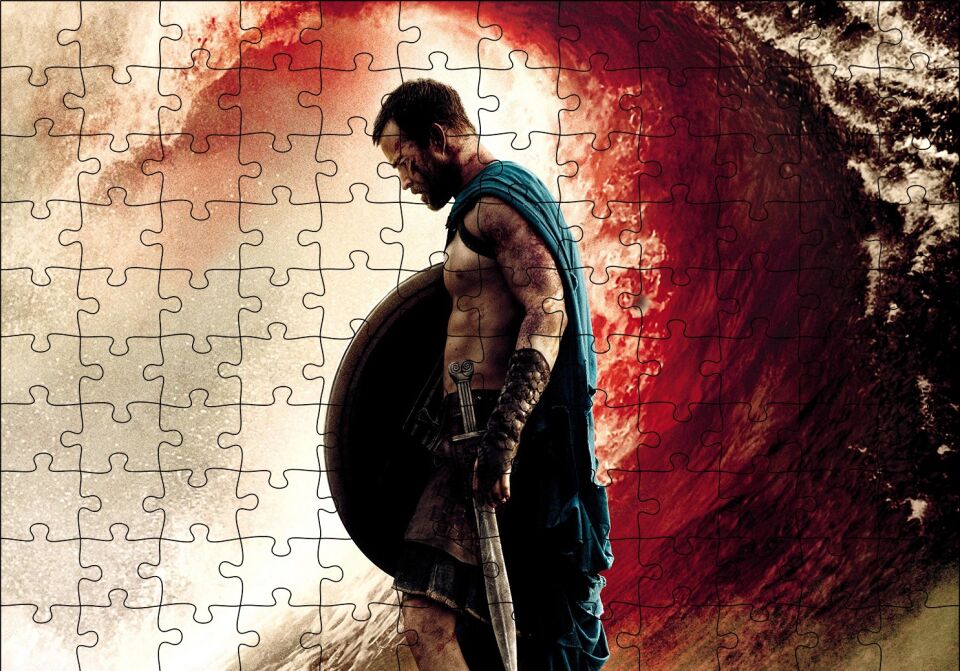 300 Spartalı Savaşçı ve Kan Denizi Puzzle Yapboz MDF Ahşap 120 Parça 24 cm X 34 cm