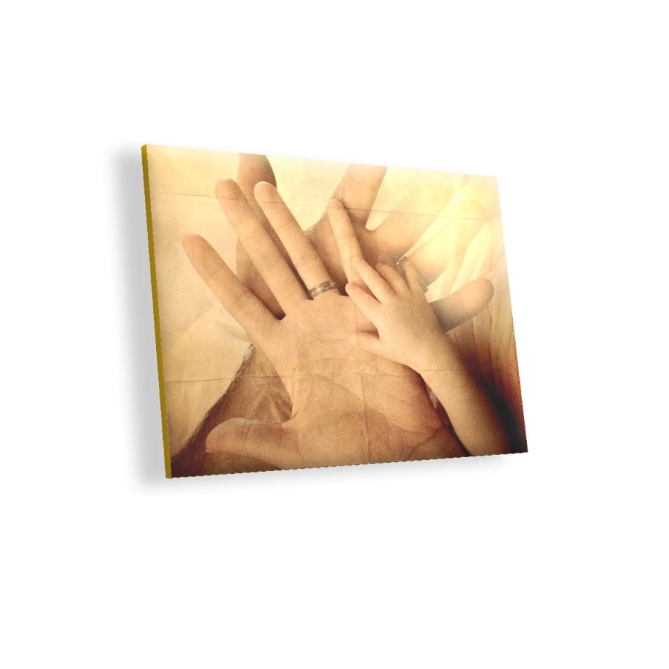 Baba Anne Çocuk Eli MDF Akşap Duvar Tablo 50x70 cm
