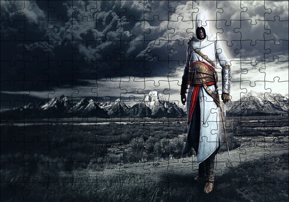 Assassins Creed Suikastçi Kara Bulutlar ve Çayırlar Puzzle Yapboz MDF Ahşap