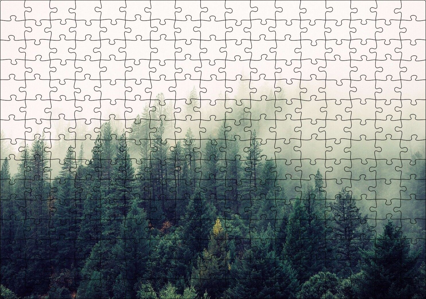 Sisler İçindeki Yemyeşil Orman Puzzle Yapboz MDF Ahşap 255 Parça 34 cm X 49 cm