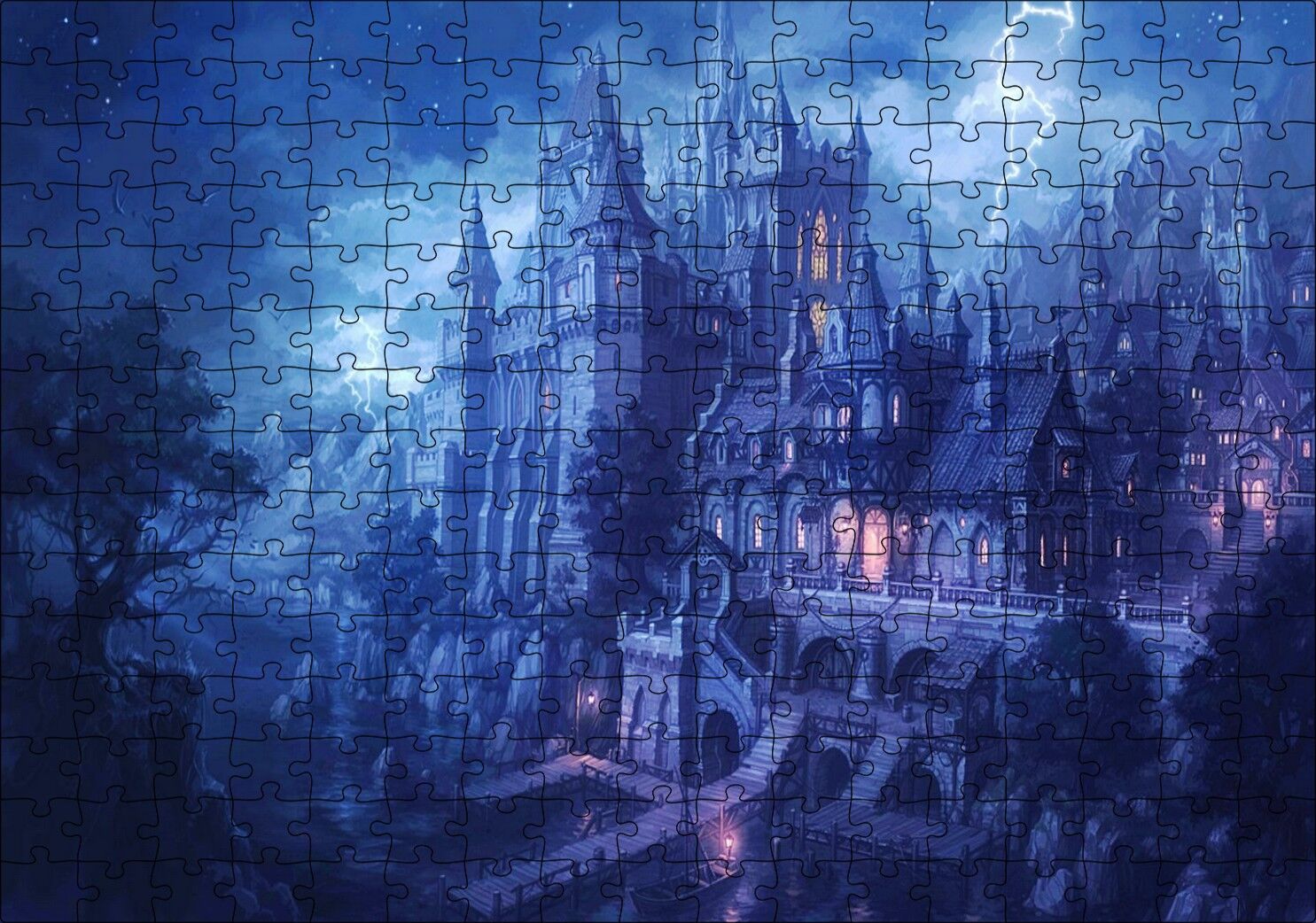 Karanlık Kale Yıldırım Fantezi Animasyon Film Görseli Puzzle Yapboz MDF Ahşap 255 Parça 34 cm X 49 cm