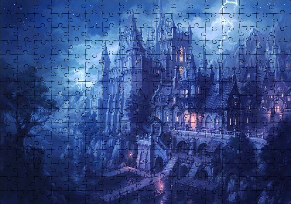 Karanlık Kale Yıldırım Fantezi Animasyon Film Görseli Puzzle Yapboz MDF Ahşap 255 Parça 34 cm X 49 cm