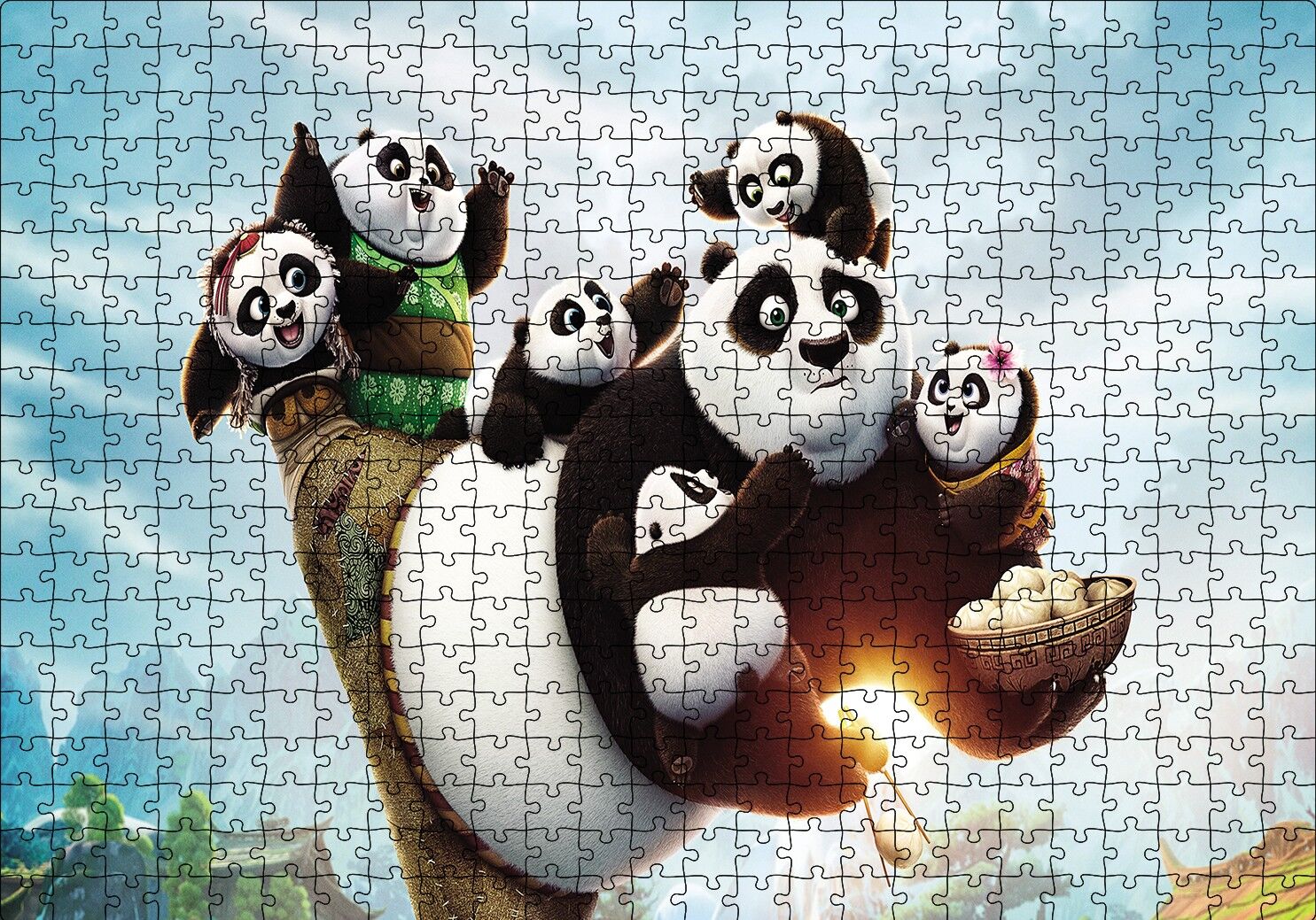 Kungfu Panda Ailesi Puzzle Yapboz MDF Ahşap 500 Parça 49 cm X 68 cm