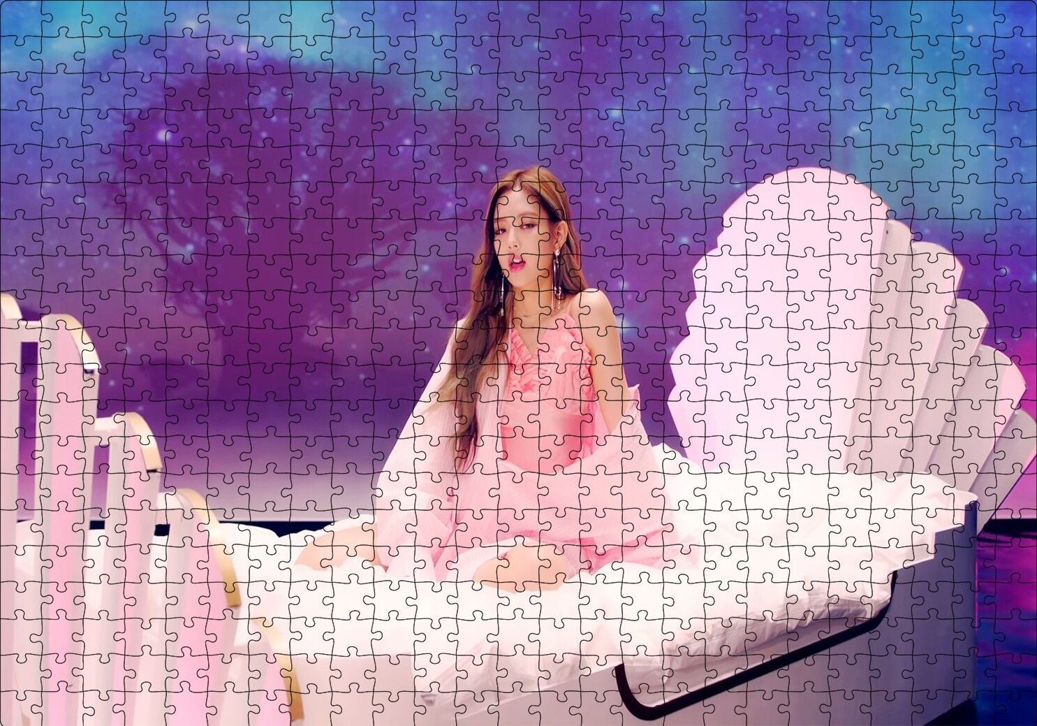 Black Pink Kore Pop Pembe Yatak Puzzle Yapboz MDF Ahşap 500 Parça 49 cm X 68 cm