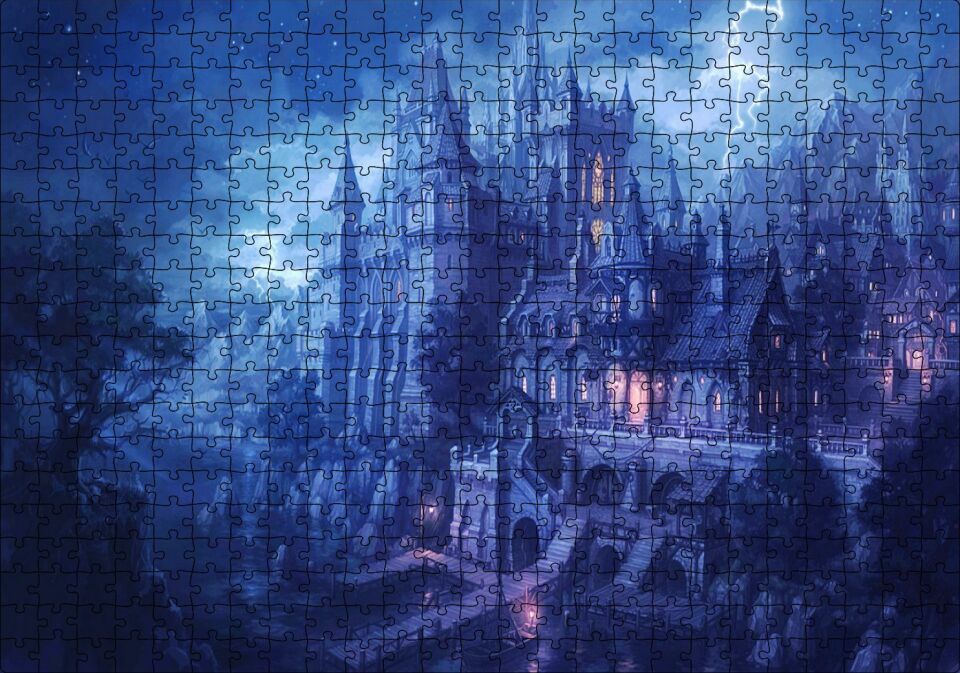 Karanlık Kale Yıldırım Fantezi Animasyon Film Görseli Puzzle Yapboz MDF Ahşap 500 Parça 49 cm X 68 cm