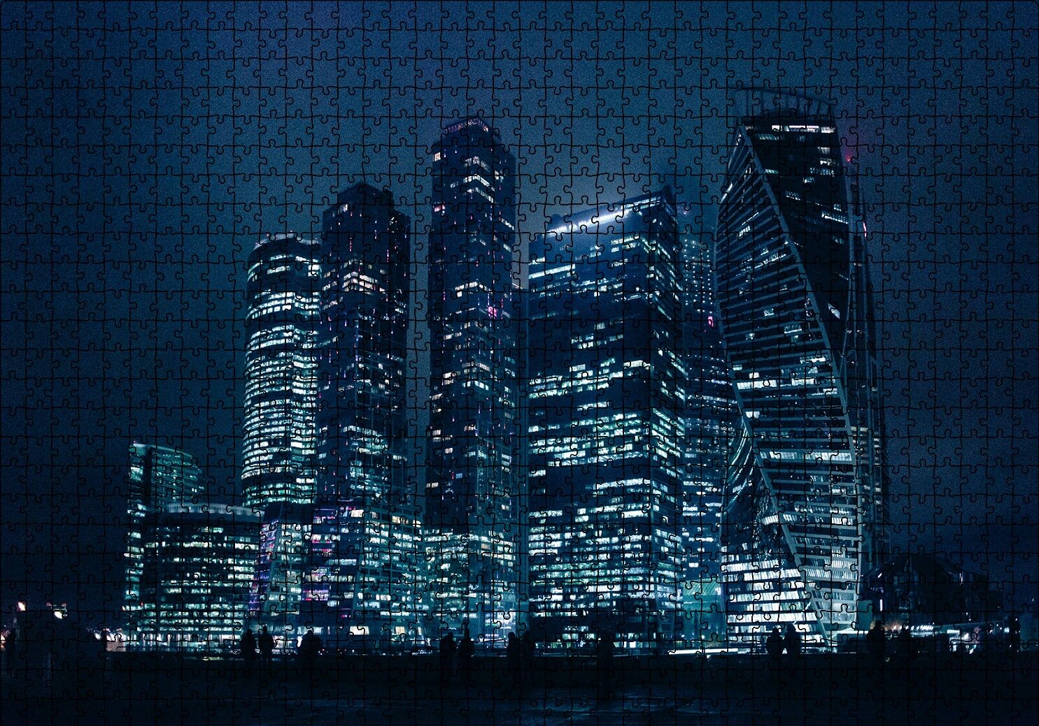 Gece ve Gökdelenler Puzzle Yapboz MDF Ahşap 1000 Parça 49 cm X 68 cm