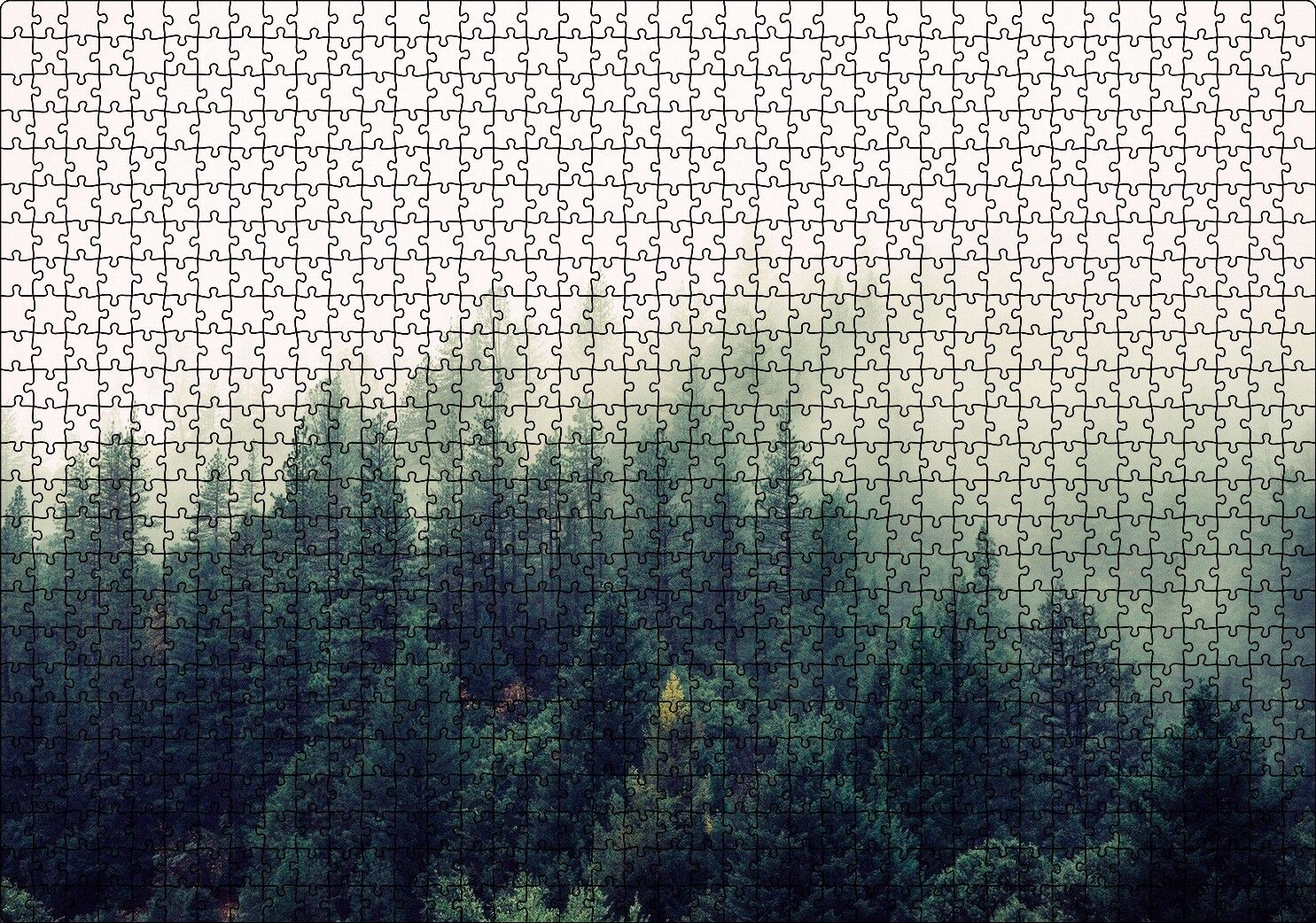 Sisler İçindeki Yemyeşil Orman Puzzle Yapboz MDF Ahşap 1000 Parça 49 cm X 68 cm