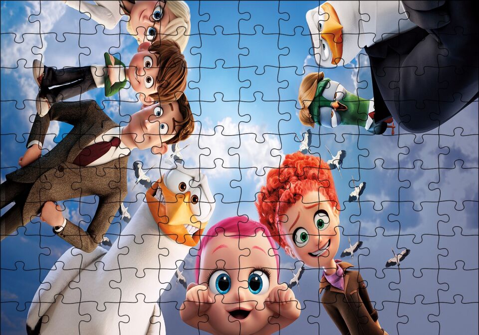 Leylekler Bebek, Sarah, Henry ve Nate Puzzle Yapboz MDF Ahşap 120 Parça 24 cm X 34 cm