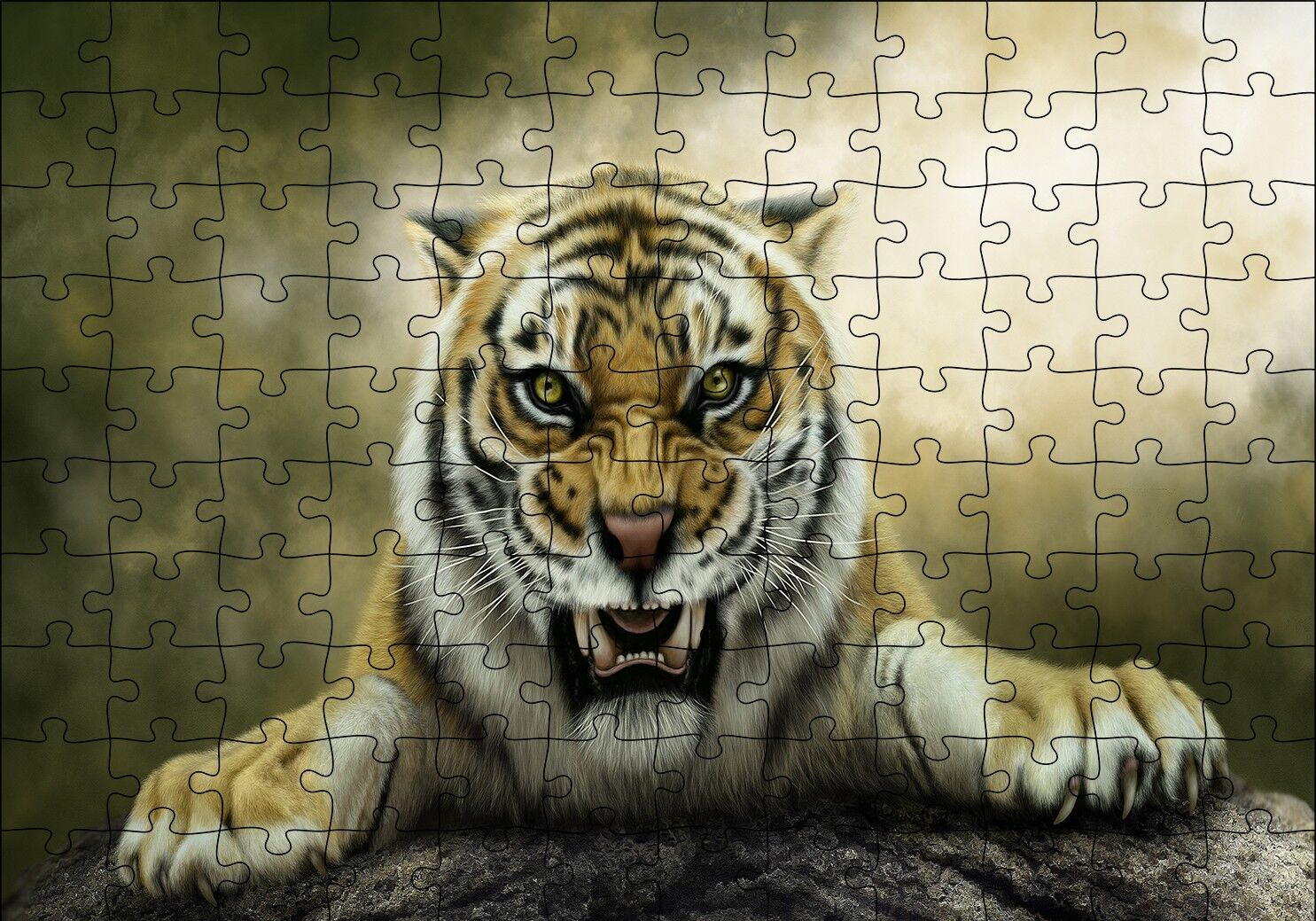 Kükreyen Kaplan Artwork Puzzle Yapboz MDF Ahşap 120 Parça 24 cm X 34 cm