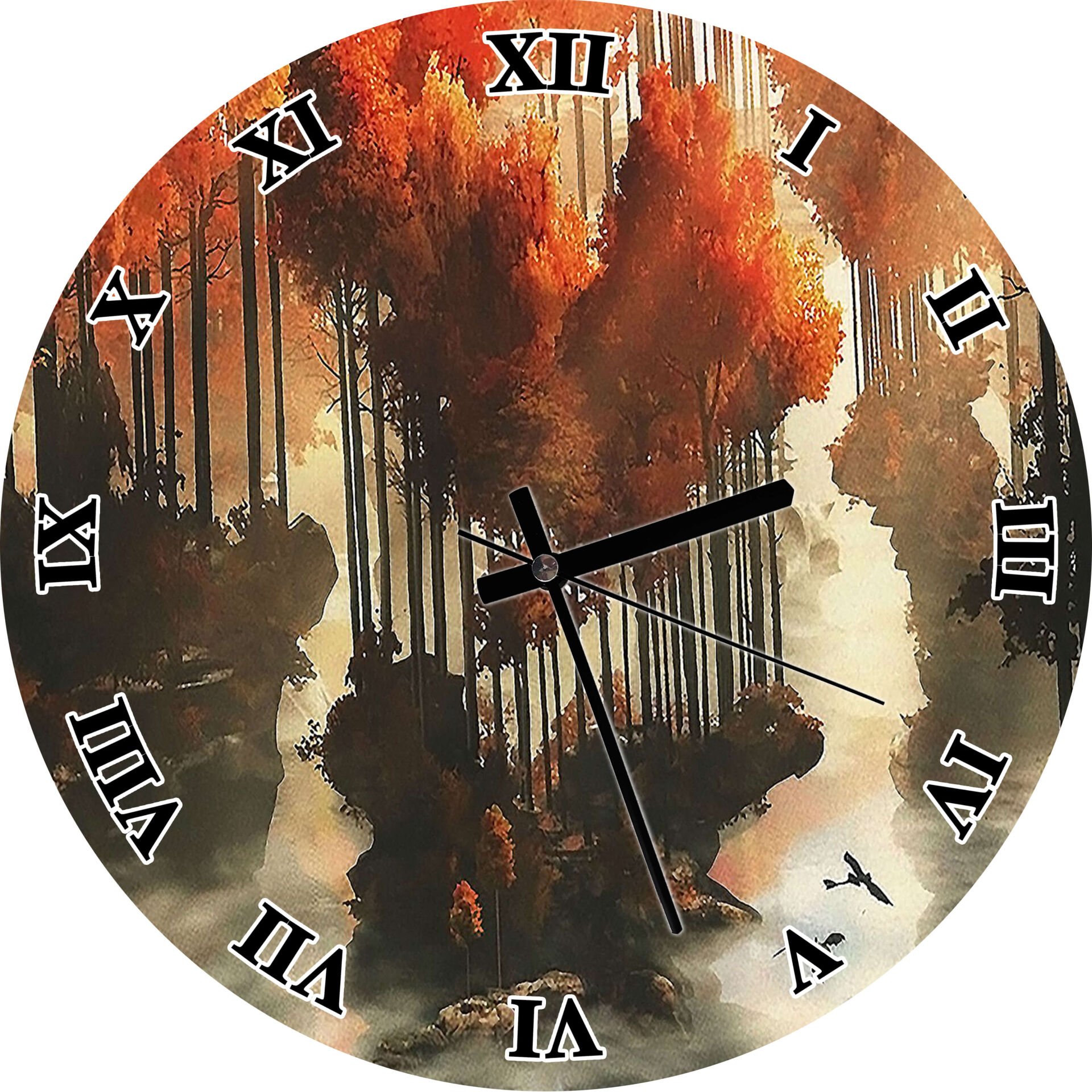 Fantastik Orman Deniz Mdf Ahşap Duvar Saati