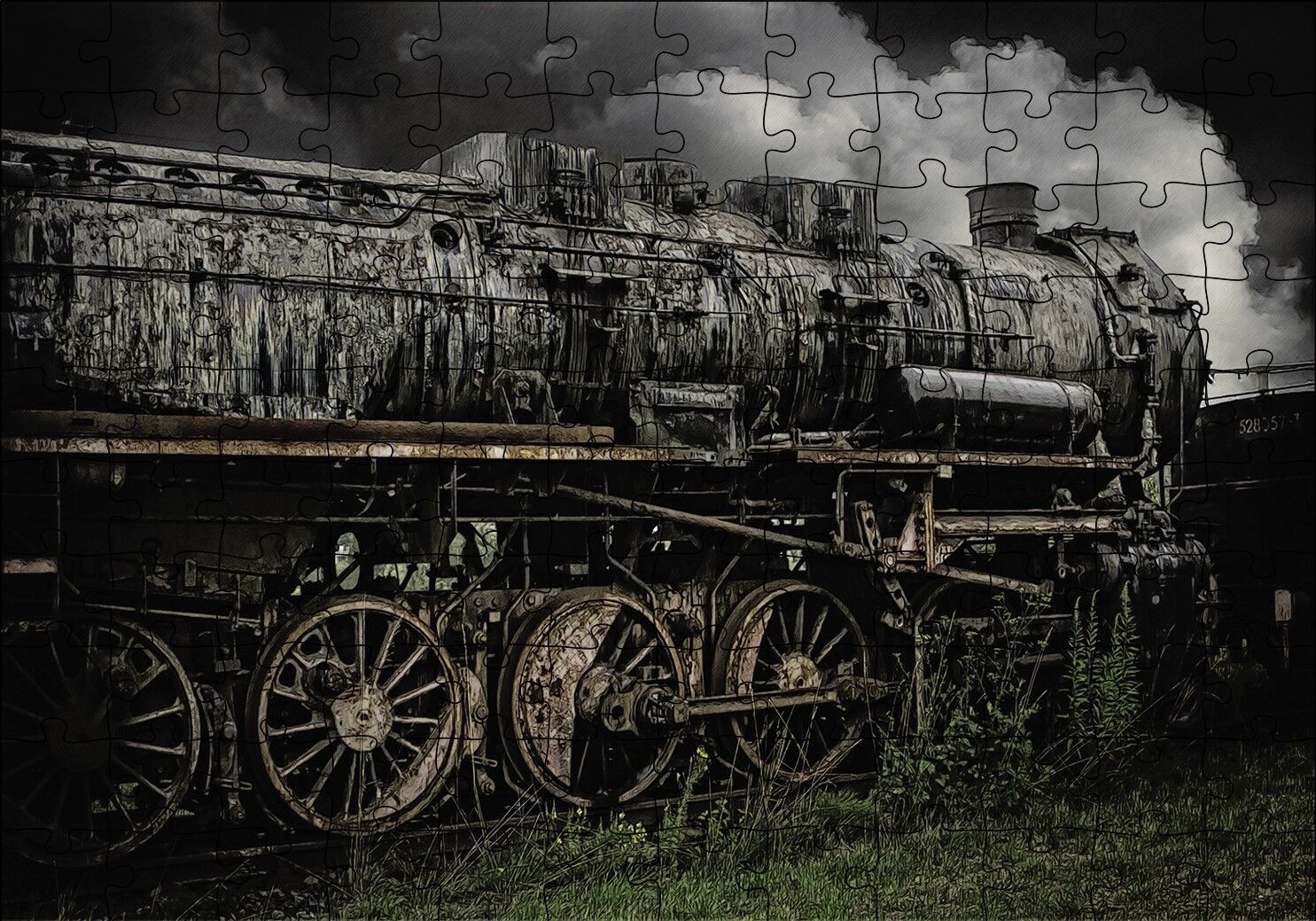 Nostaljik Buharlı Tren Puzzle Yapboz MDF Ahşap