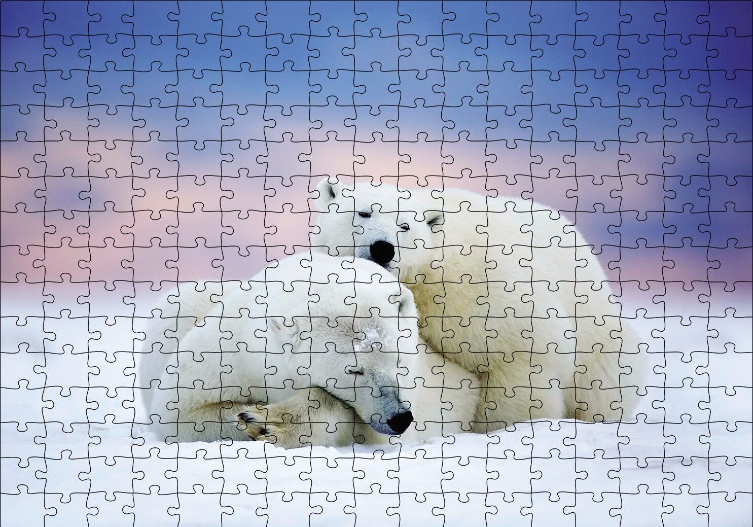 Beyaz Ayılar Kış Puzzle Yapboz MDF Ahşap 255 Parça 34 cm X 49 cm