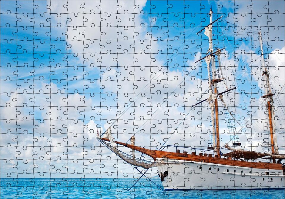 Demirleyen Yelkenli Tekne Puzzle Yapboz MDF Ahşap 255 Parça 34 cm X 49 cm