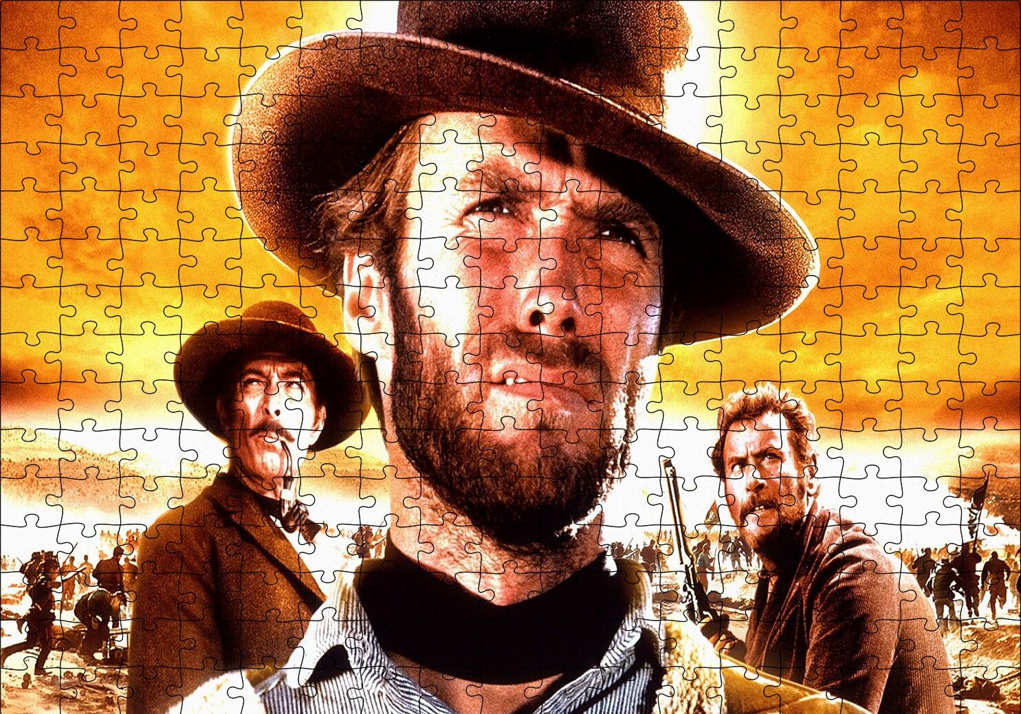 Clint Eastwood İyi Kötü Çirkin Puzzle Yapboz MDF Ahşap 255 Parça 34 cm X 49 cm