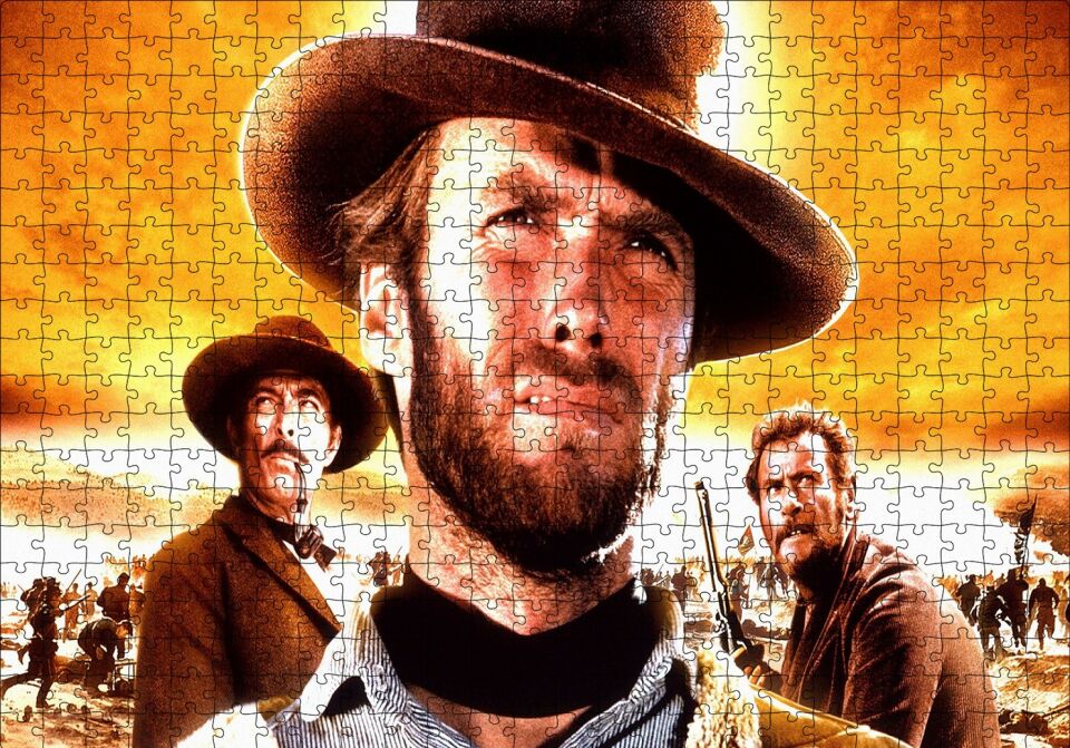 Clint Eastwood İyi Kötü Çirkin Puzzle Yapboz MDF Ahşap 500 Parça 49 cm X 68 cm
