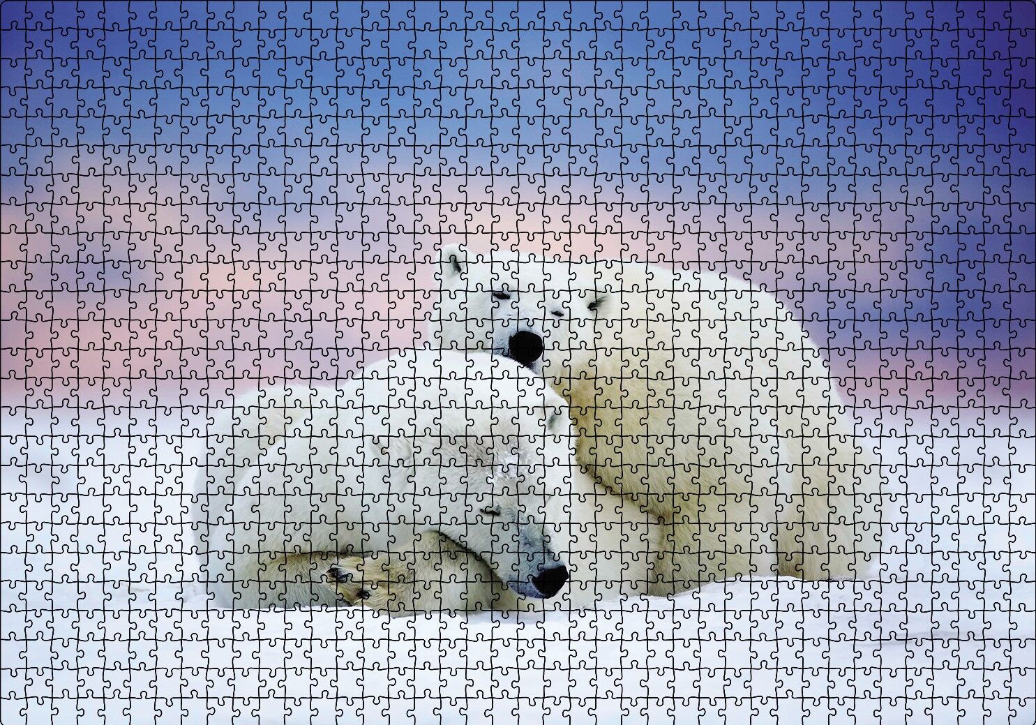 Beyaz Ayılar Kış Puzzle Yapboz MDF Ahşap 1000 Parça 49 cm X 68 cm