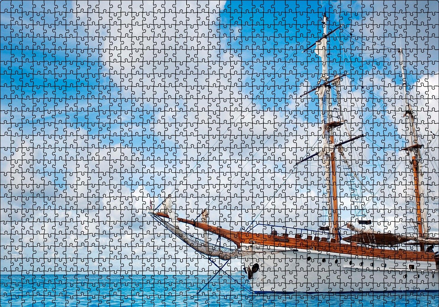 Demirleyen Yelkenli Tekne Puzzle Yapboz MDF Ahşap 1000 Parça 49 cm X 68 cm