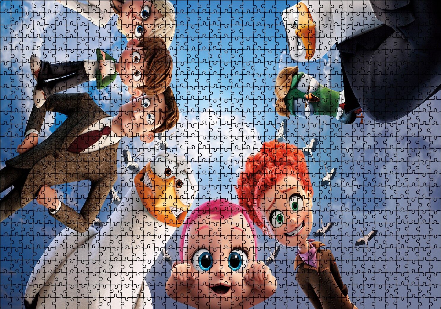 Leylekler Bebek, Sarah, Henry ve Nate Puzzle Yapboz MDF Ahşap 1000 Parça 49 cm X 68 cm