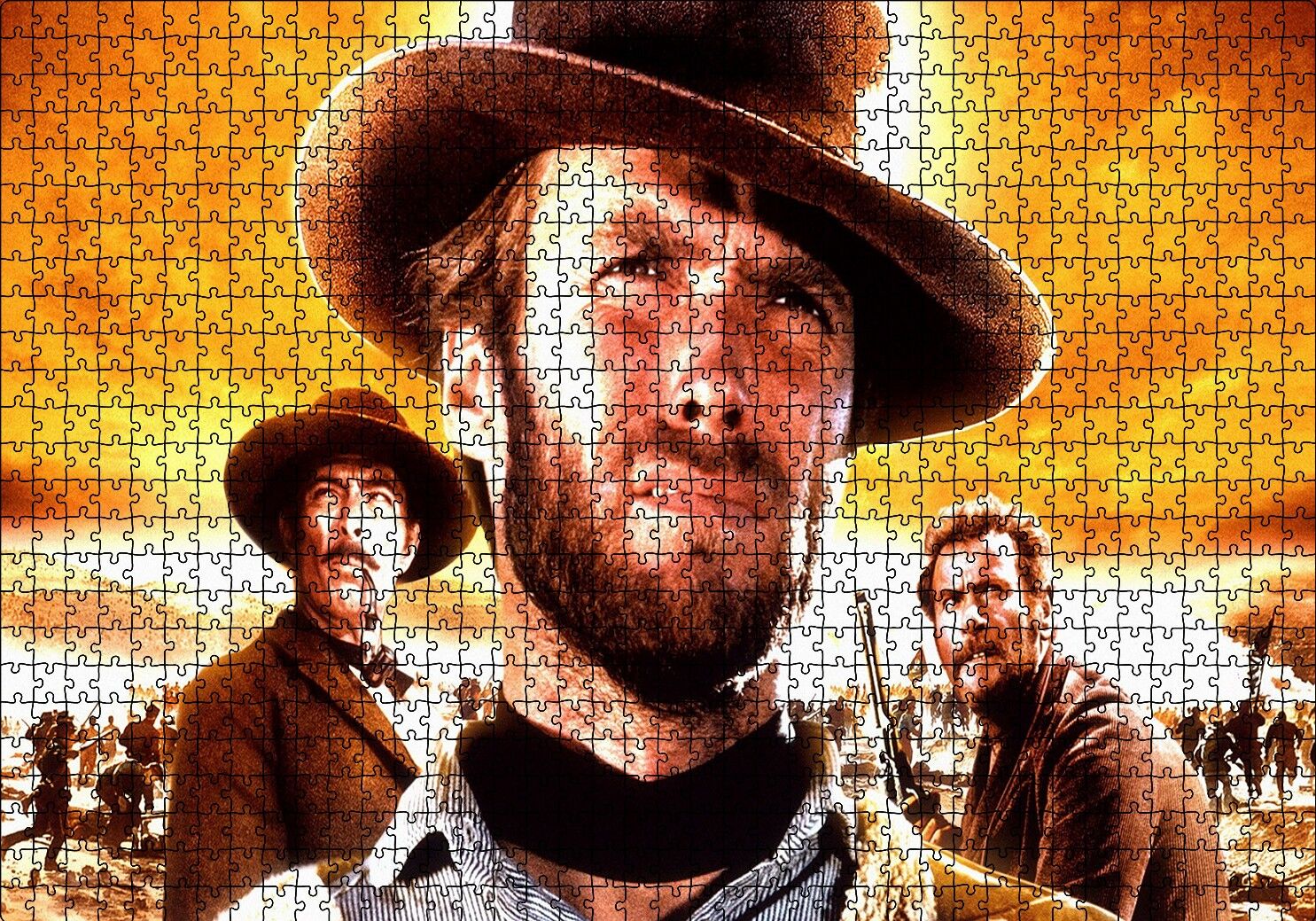 Clint Eastwood İyi Kötü Çirkin Puzzle Yapboz MDF Ahşap 1000 Parça 49 cm X 68 cm