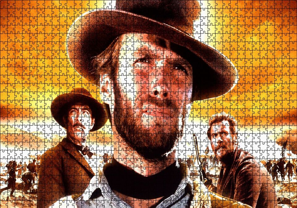 Clint Eastwood İyi Kötü Çirkin Puzzle Yapboz MDF Ahşap 1000 Parça 49 cm X 68 cm