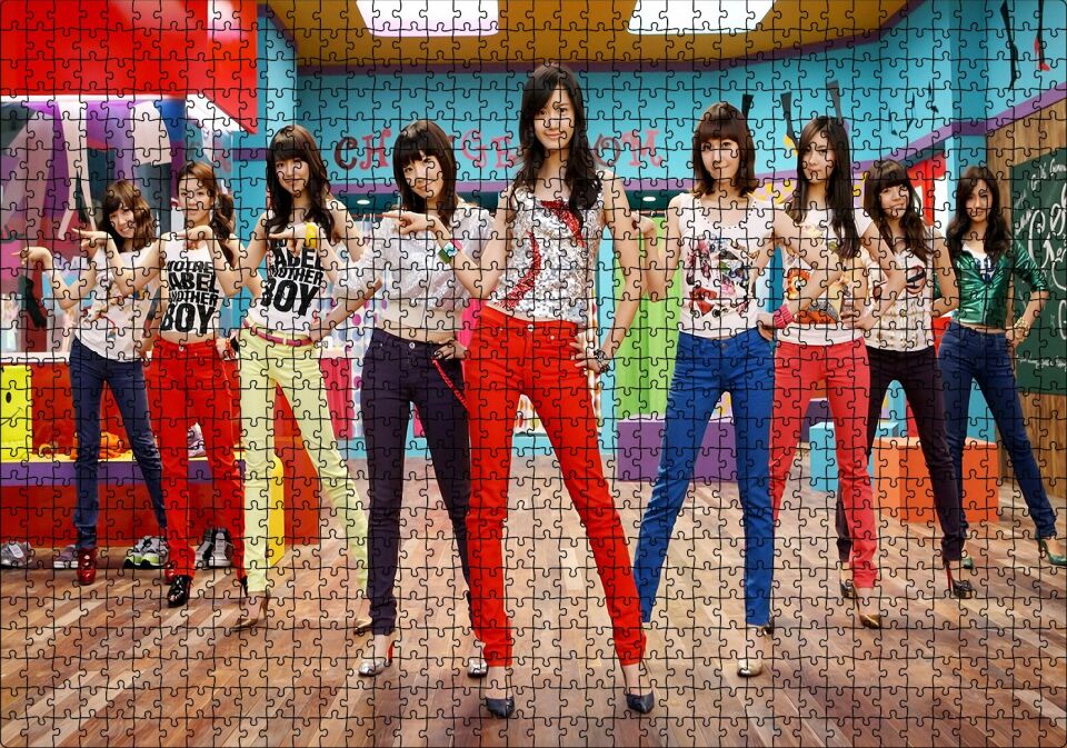 Renkli Girls Generation Kızlar Puzzle Yapboz MDF Ahşap 1000 Parça 49 cm X 68 cm