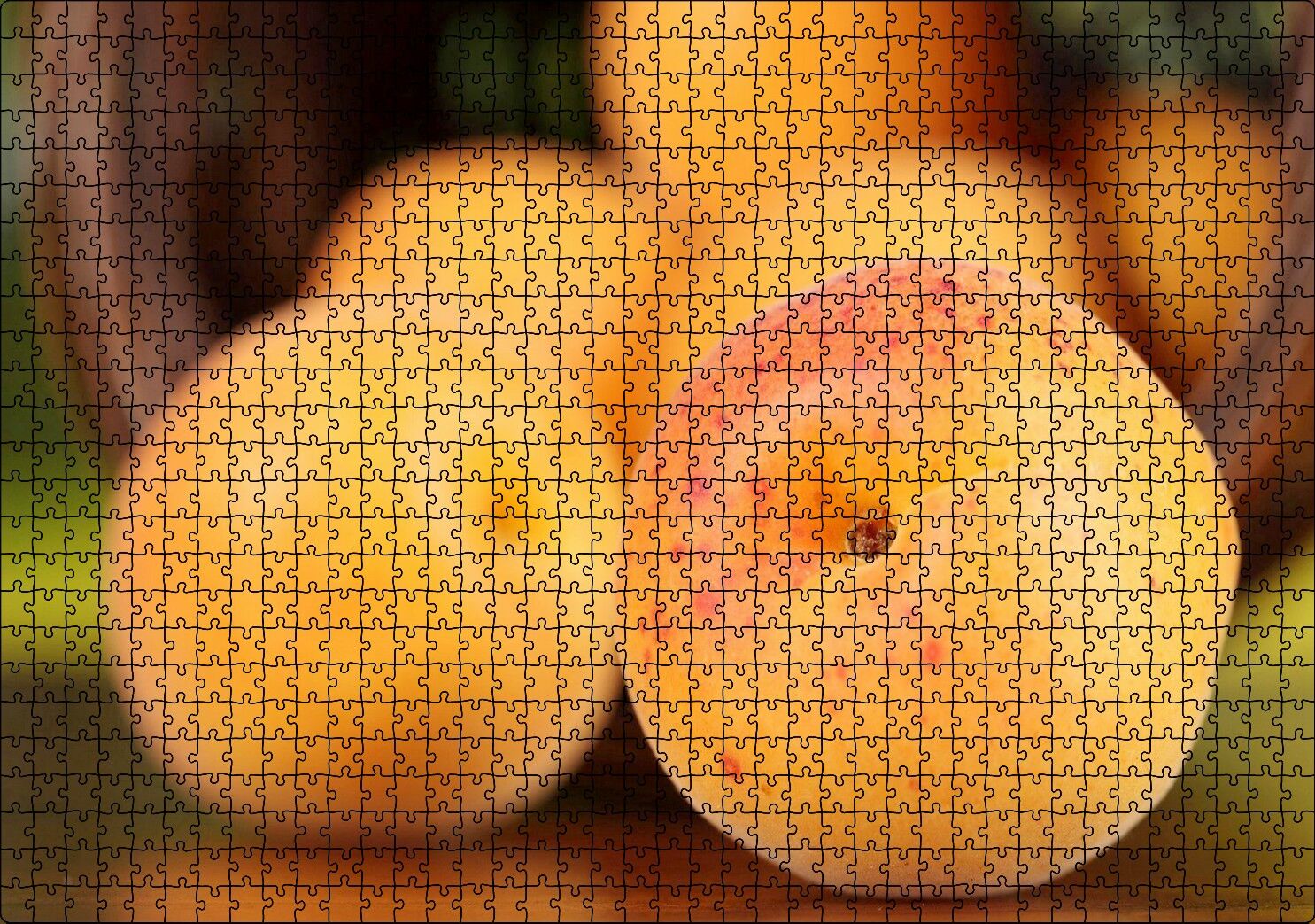 Sepetten Dökülen Taze Kayısılar Yakın Çekim Puzzle Yapboz MDF Ahşap 1000 Parça 49 cm X 68 cm