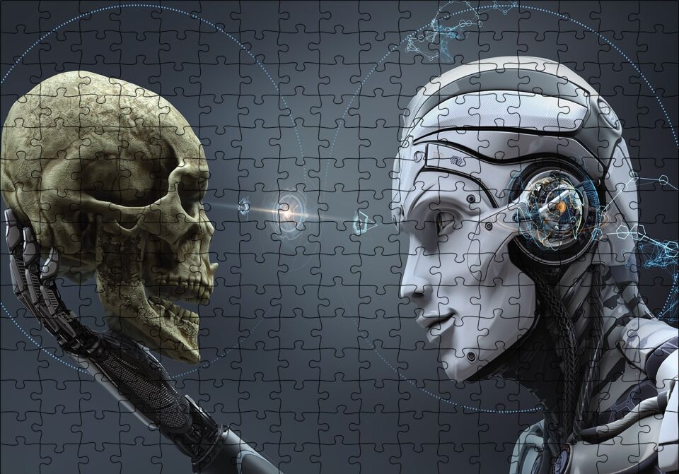 Kuru Kafa ve Robot Puzzle Yapboz MDF Ahşap 255 Parça 34 cm X 49 cm