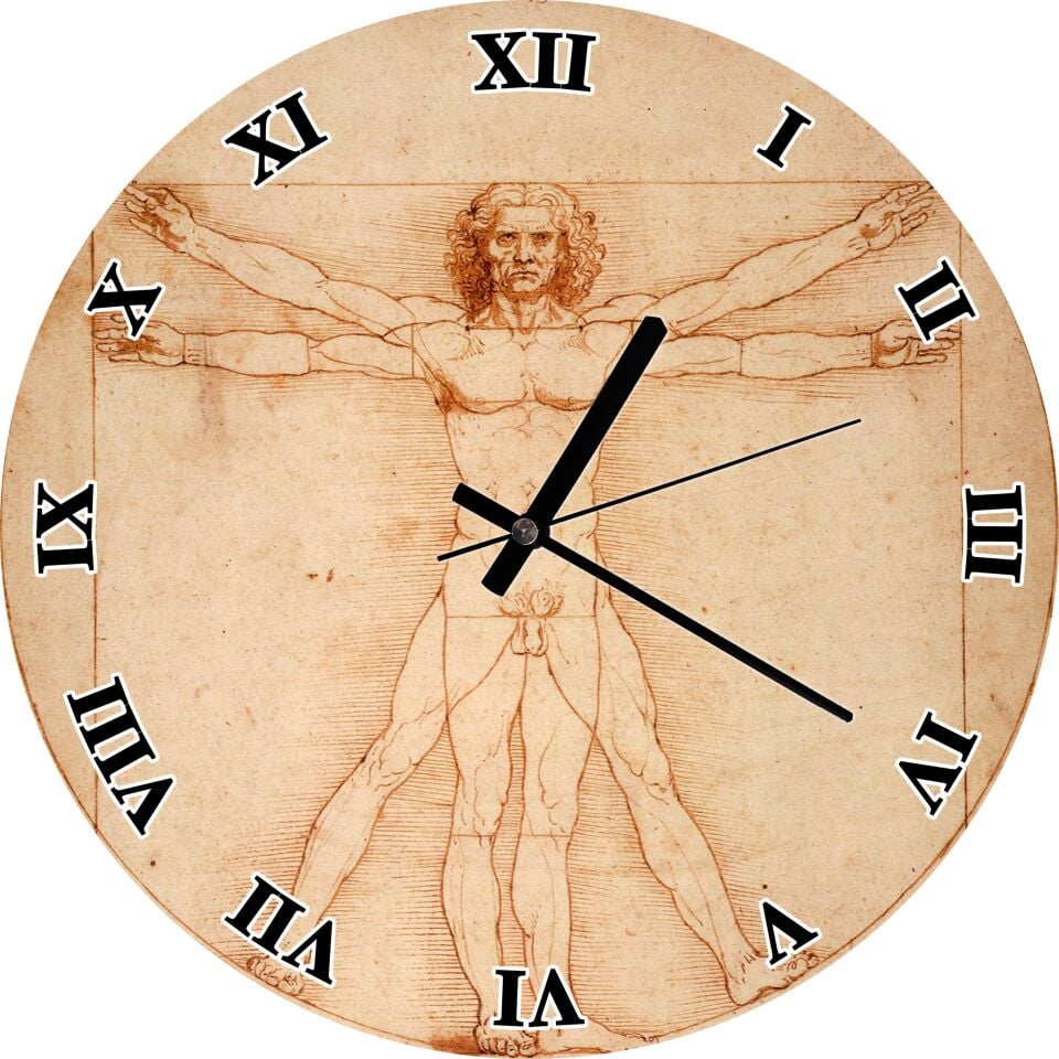Leonardo da Vinci Vitruvius Adamı Mdf Ahşap Duvar Saati