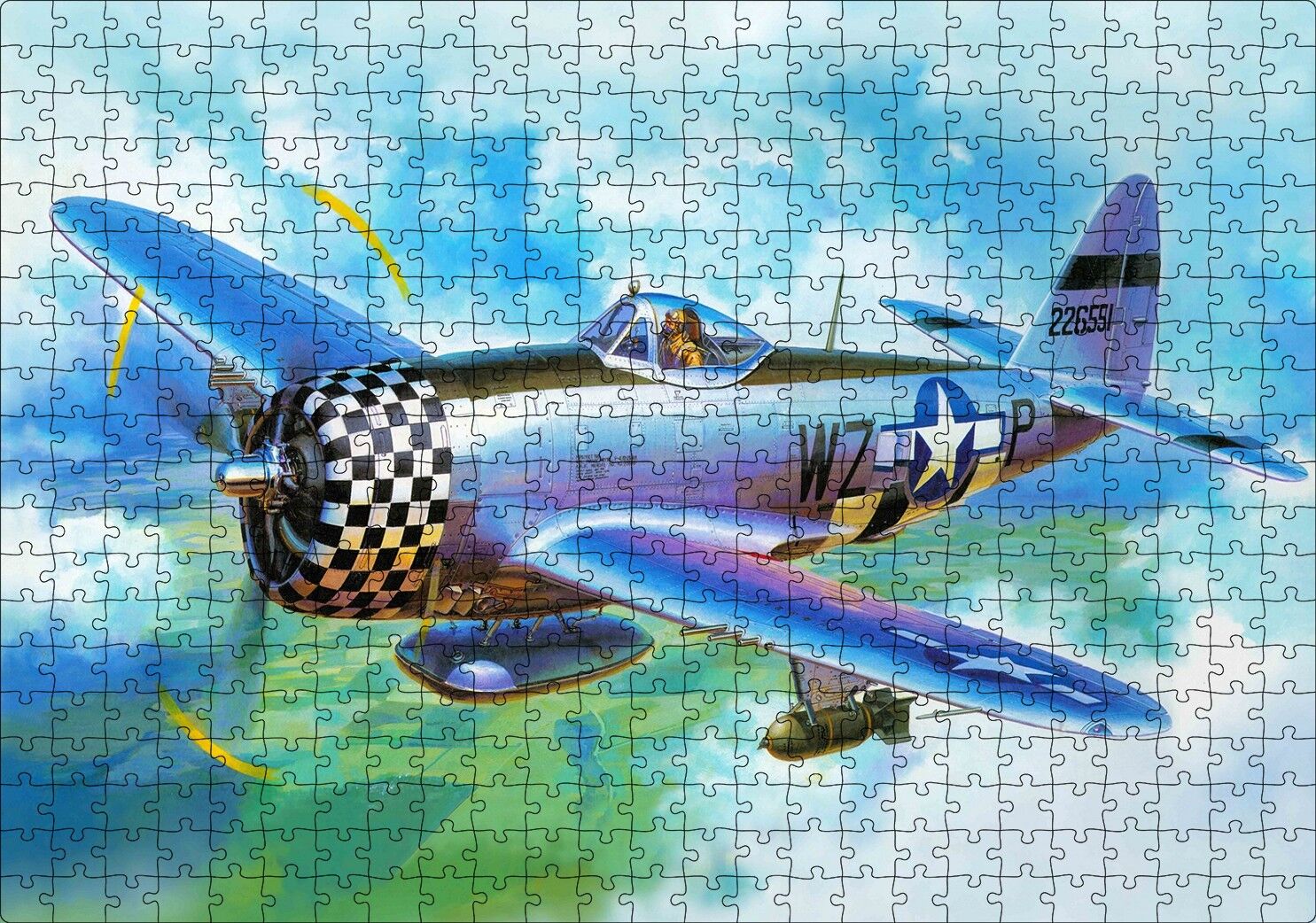 Savaş Uçağı Tuval Puzzle Yapboz MDF Ahşap 500 Parça 49 cm X 68 cm