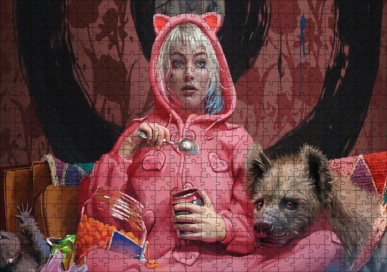 Harley Quinn Ayrılık Gözyaşları Görseli Puzzle Yapboz MDF Ahşap 500 Parça 49 cm X 68 cm