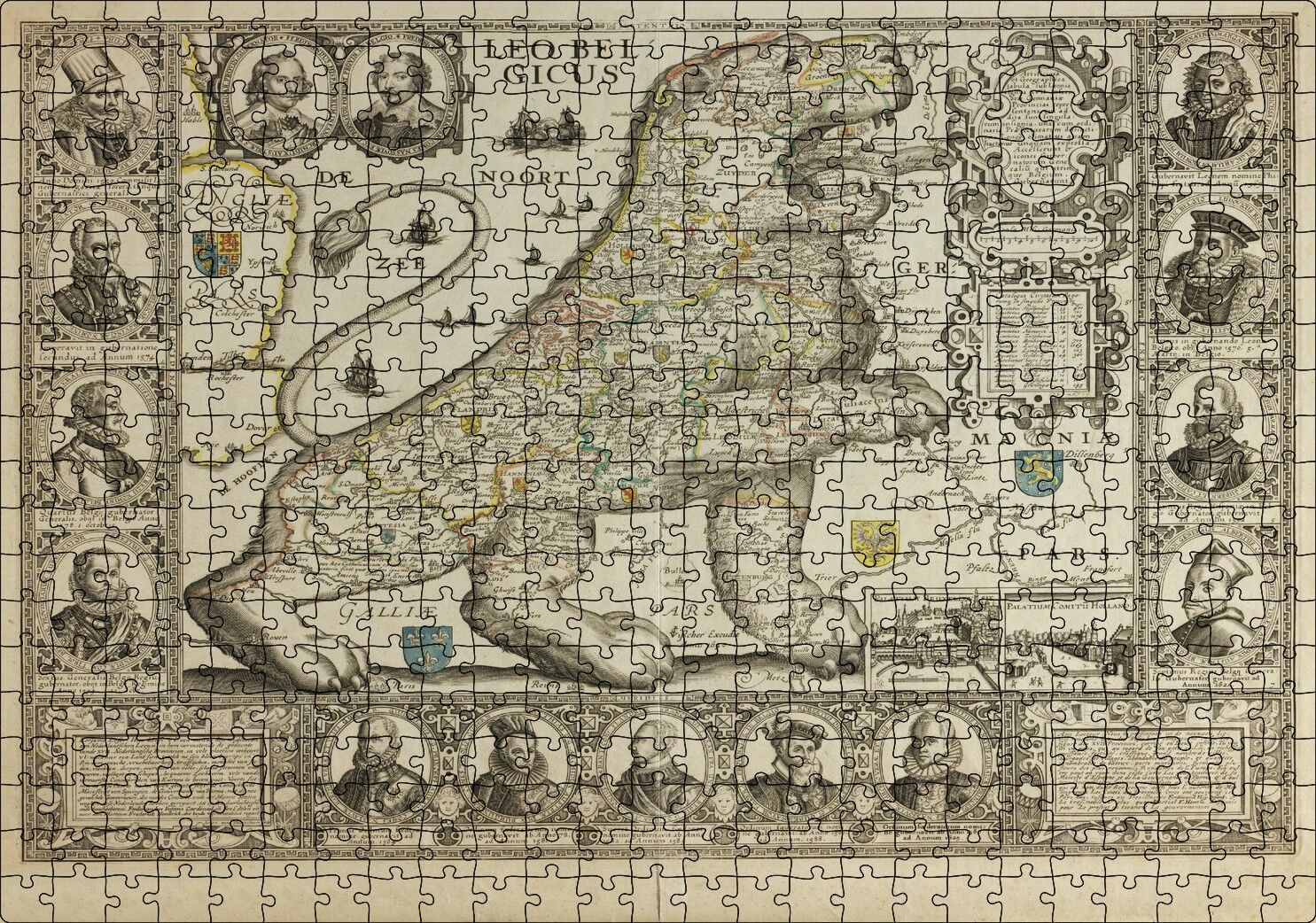 Aslan Şeklinde Eski Belçika Haritası Puzzle Yapboz MDF Ahşap 500 Parça 49 cm X 68 cm