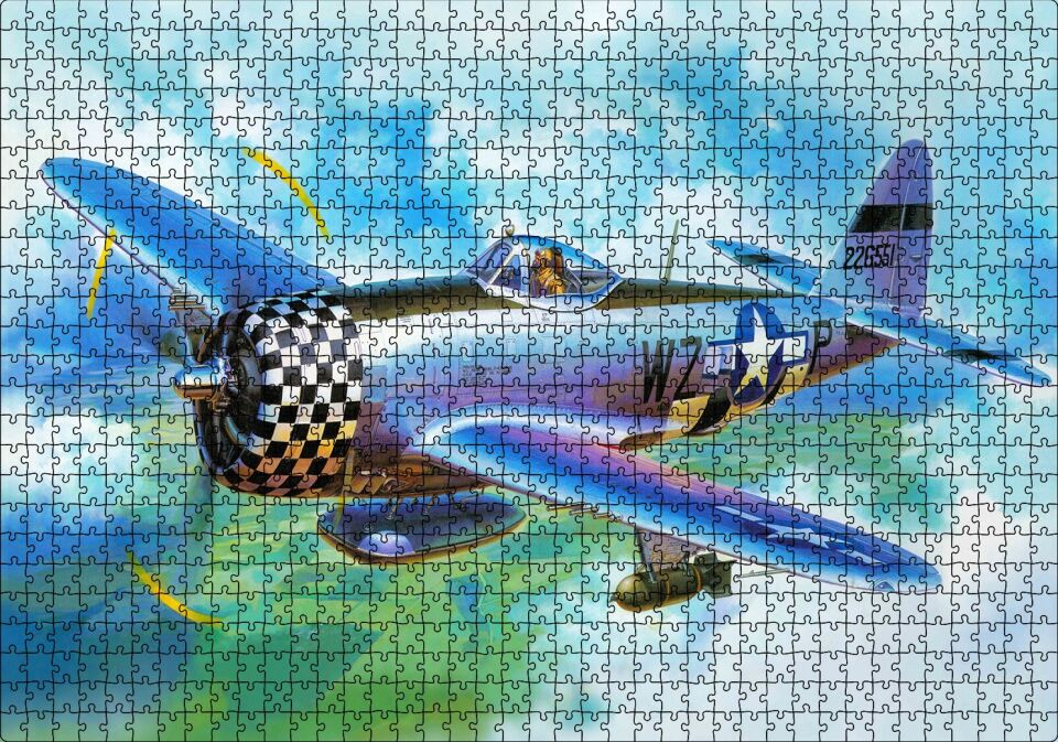 Savaş Uçağı Tuval Puzzle Yapboz MDF Ahşap 1000 Parça 49 cm X 68 cm