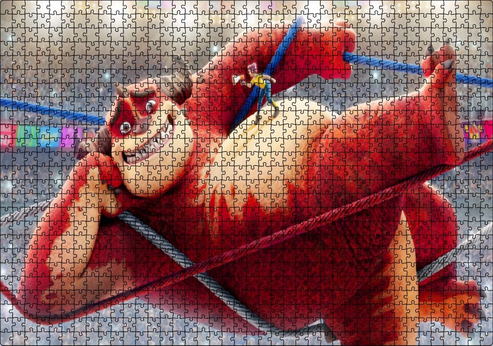 Sirkte İpler Üzerindeki Sevimli Canavar Puzzle Yapboz MDF Ahşap 1000 Parça 49 cm X 68 cm