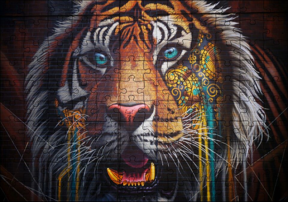 Kaplan Yakın Plan Graffiti Duvar Boyama Puzzle Yapboz MDF Ahşap