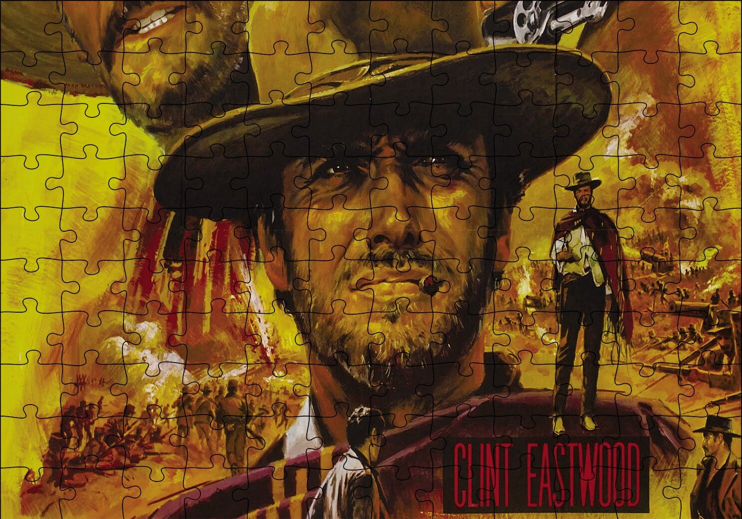 Clint Eastwood Kompozisyon Puzzle Yapboz MDF Ahşap 120 Parça 24 cm X 34 cm