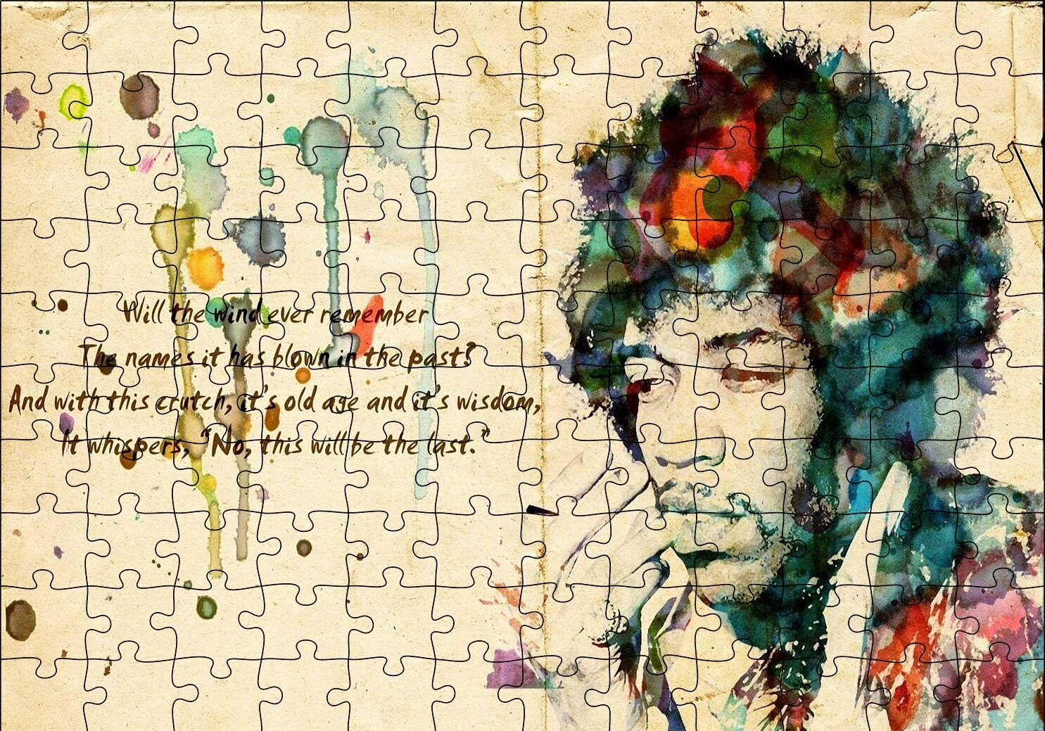 Bob Marley Suluboya Modifiye Puzzle Yapboz MDF Ahşap 120 Parça 24 cm X 34 cm