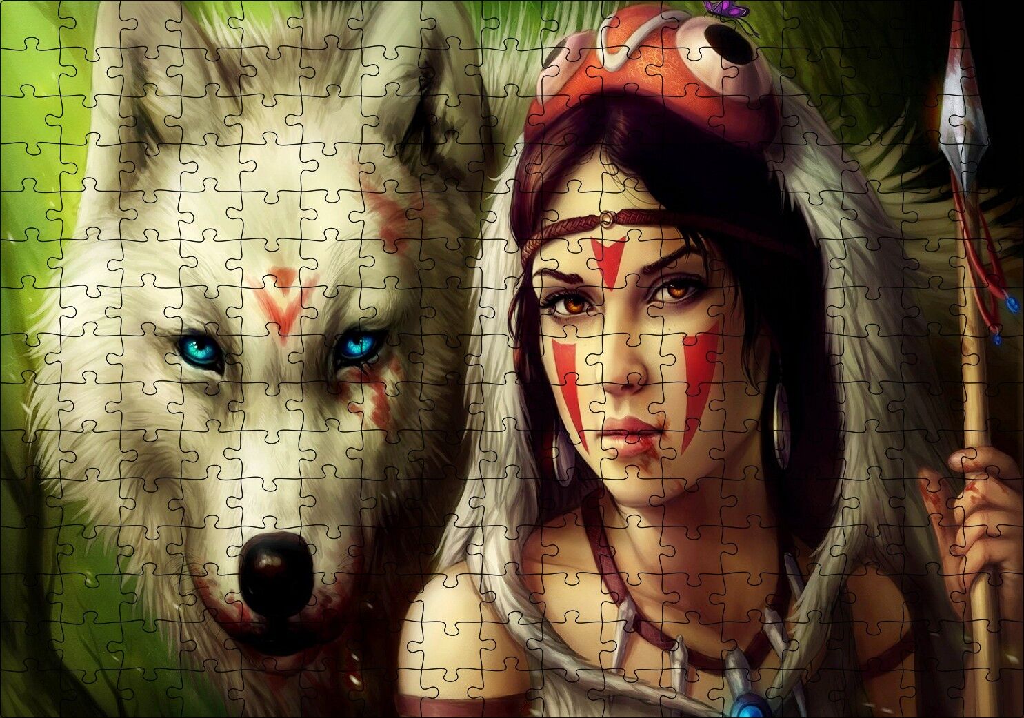 Savaşçı Kızılderili Kız Fantezi Puzzle Yapboz MDF Ahşap 255 Parça 34 cm X 49 cm